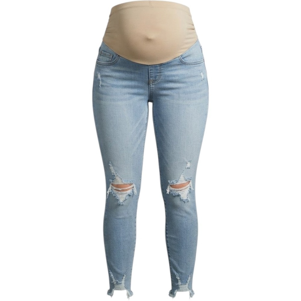 Jessica Simpson Maternity Jeans Women M Light Wash Distressed Skinny Raw Hem Y2K